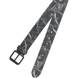 "Camo Feather Tree" Leather Belt