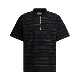 Striped buttonless polo shirt