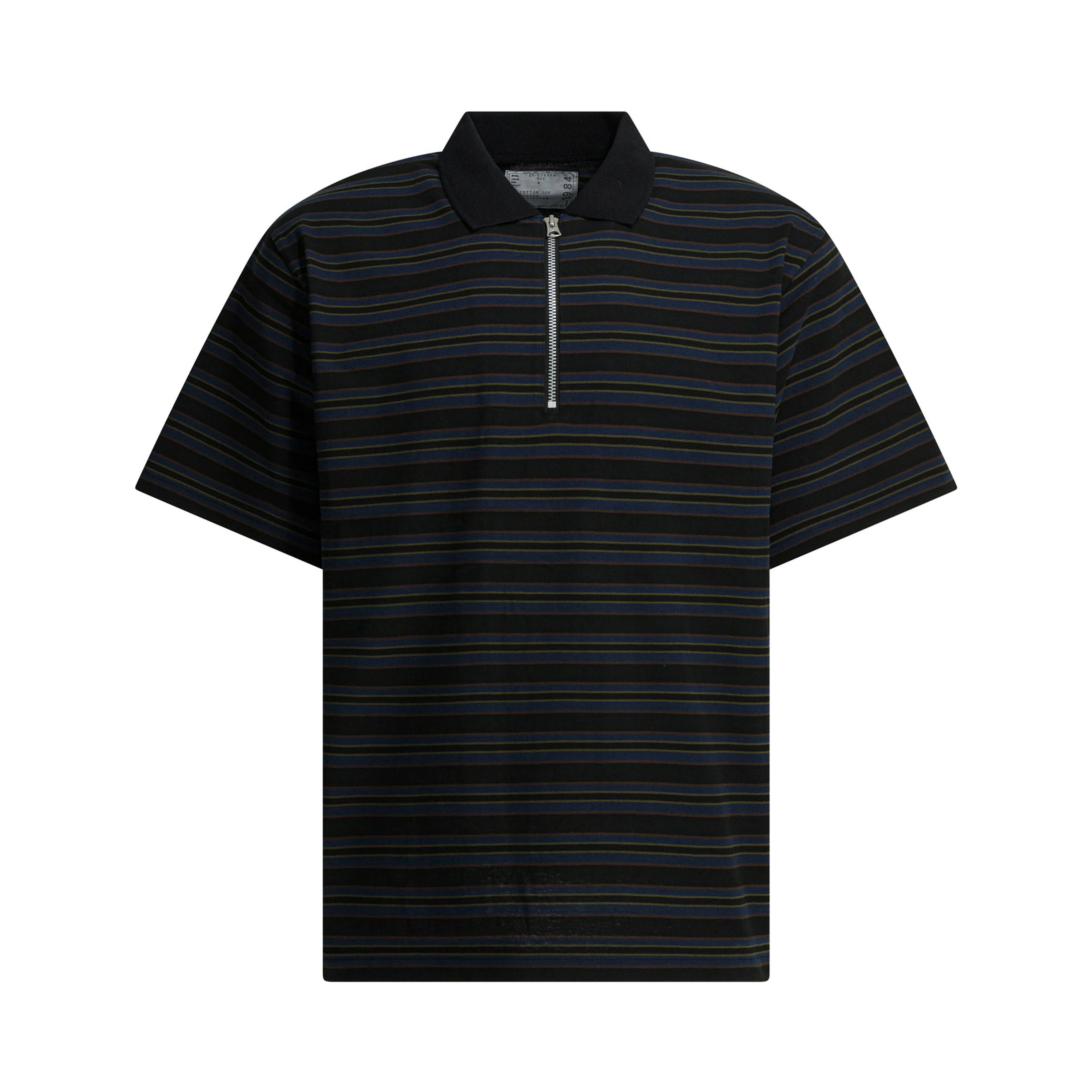 Striped buttonless polo shirt