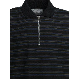 Striped buttonless polo shirt