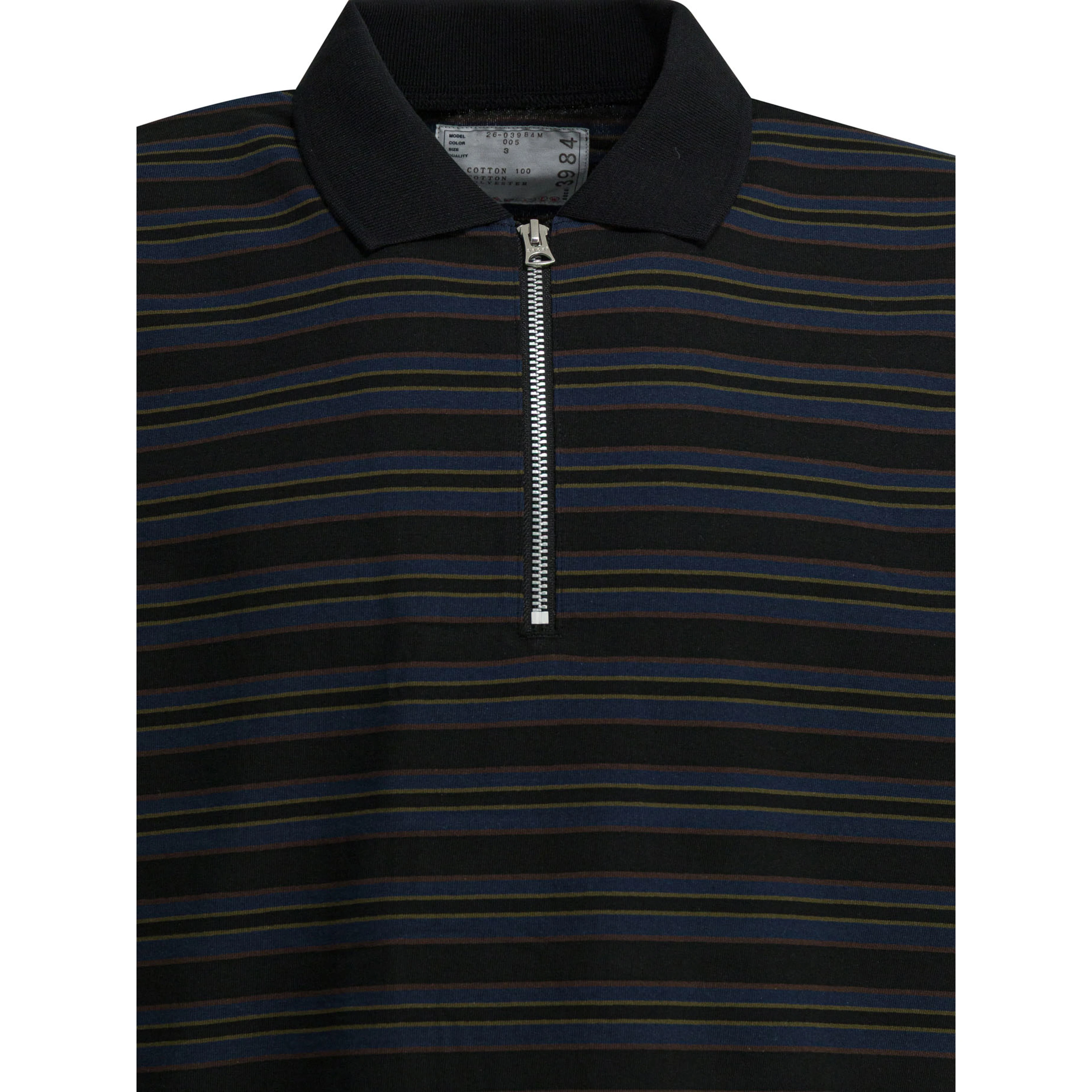Striped buttonless polo shirt