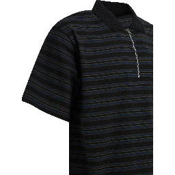 Striped buttonless polo shirt