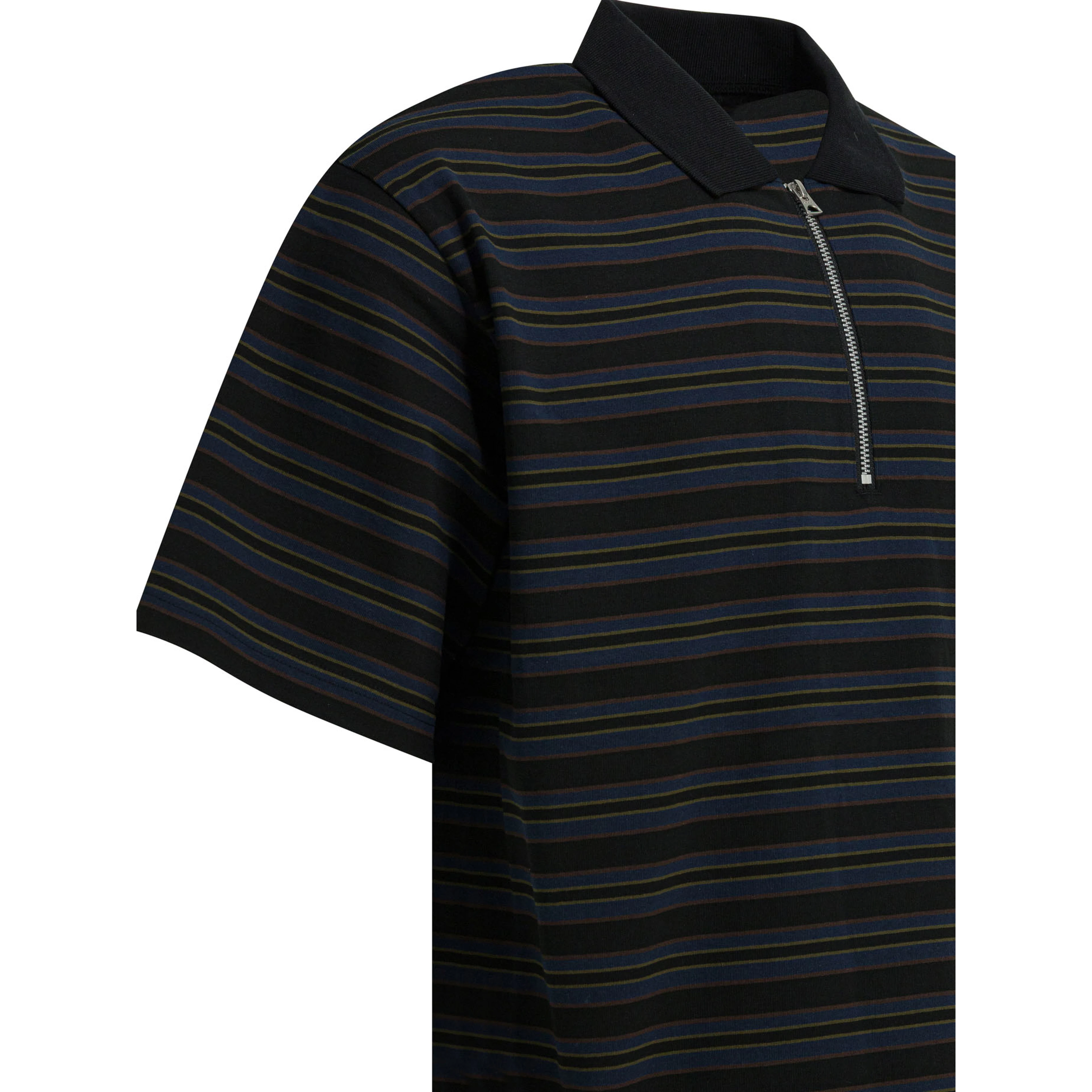 Striped buttonless polo shirt