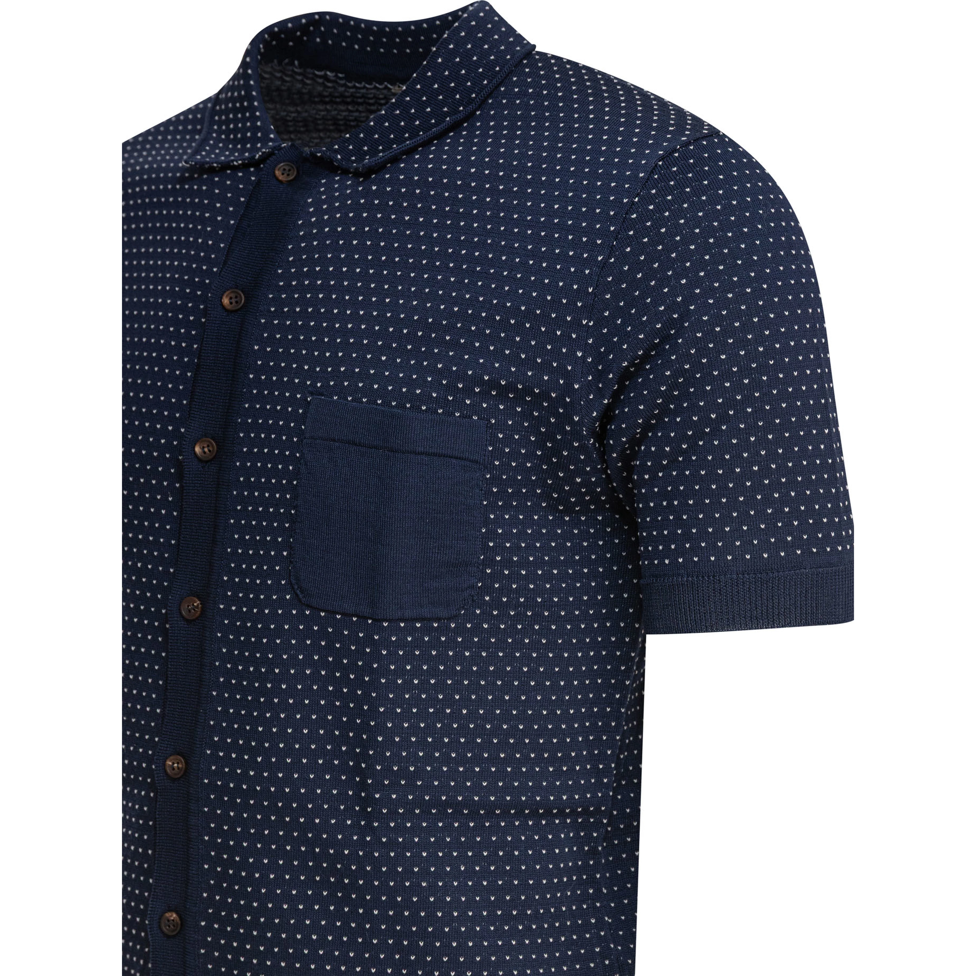 Textured knit polo shirt buttons