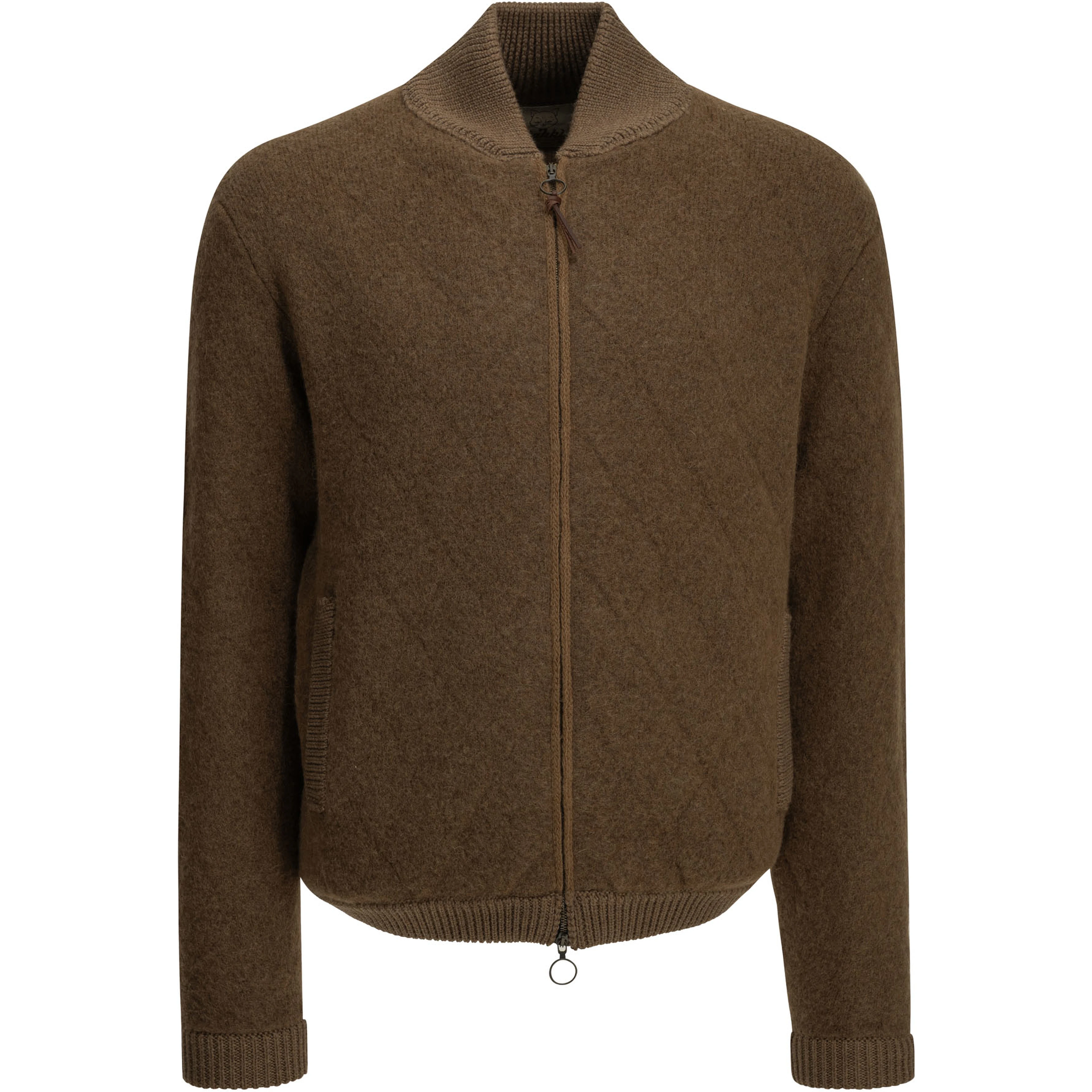 Camel-colored bomber jacket