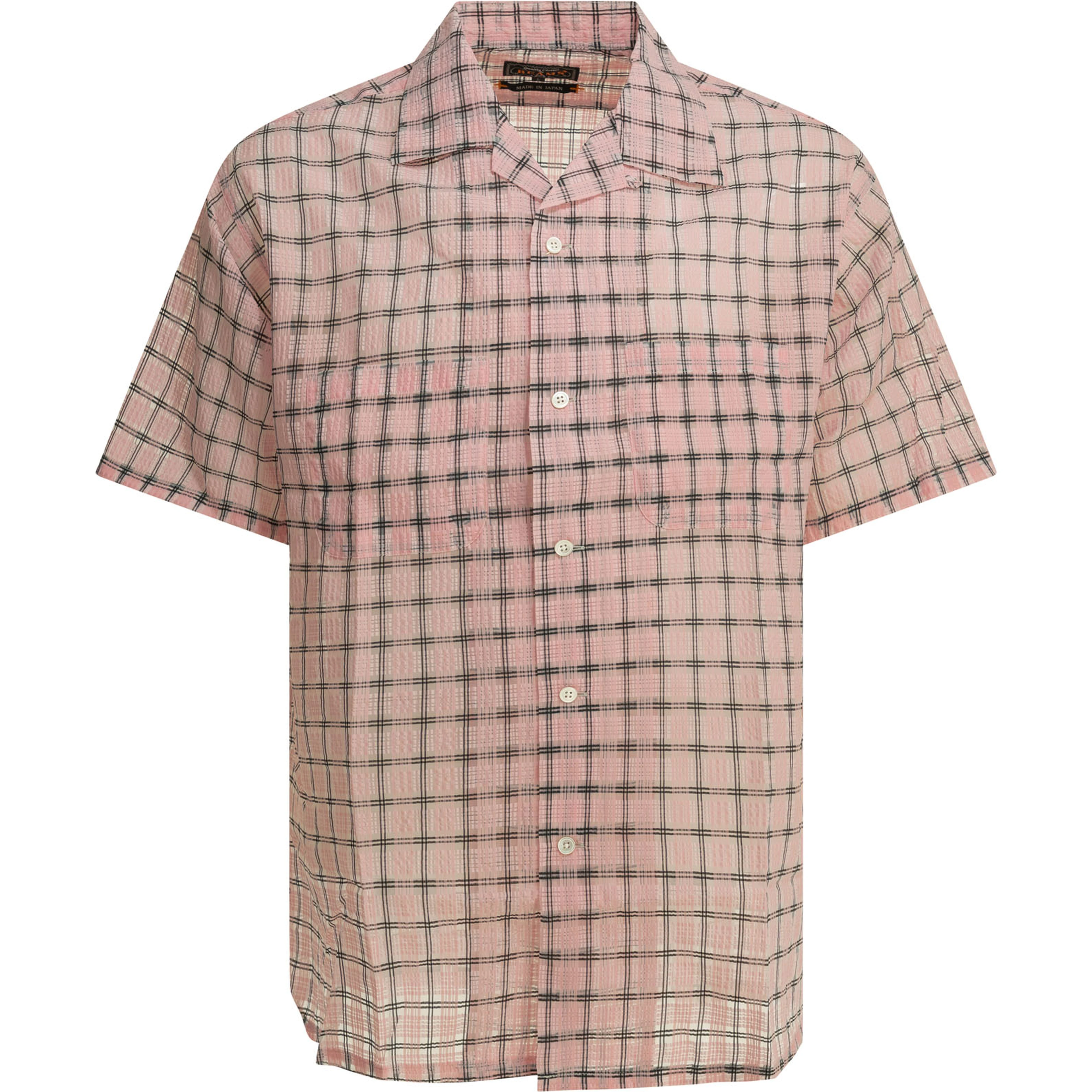 "Open Collar Nylon Airy Plaid" Casual Shirt