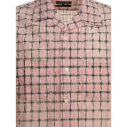 "Open Collar Nylon Airy Plaid" Casual Shirt