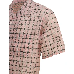 "Open Collar Nylon Airy Plaid" Casual Shirt