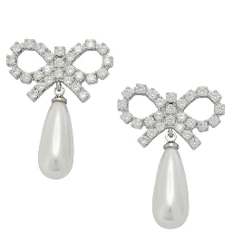 Pearl earrings with crystal bow