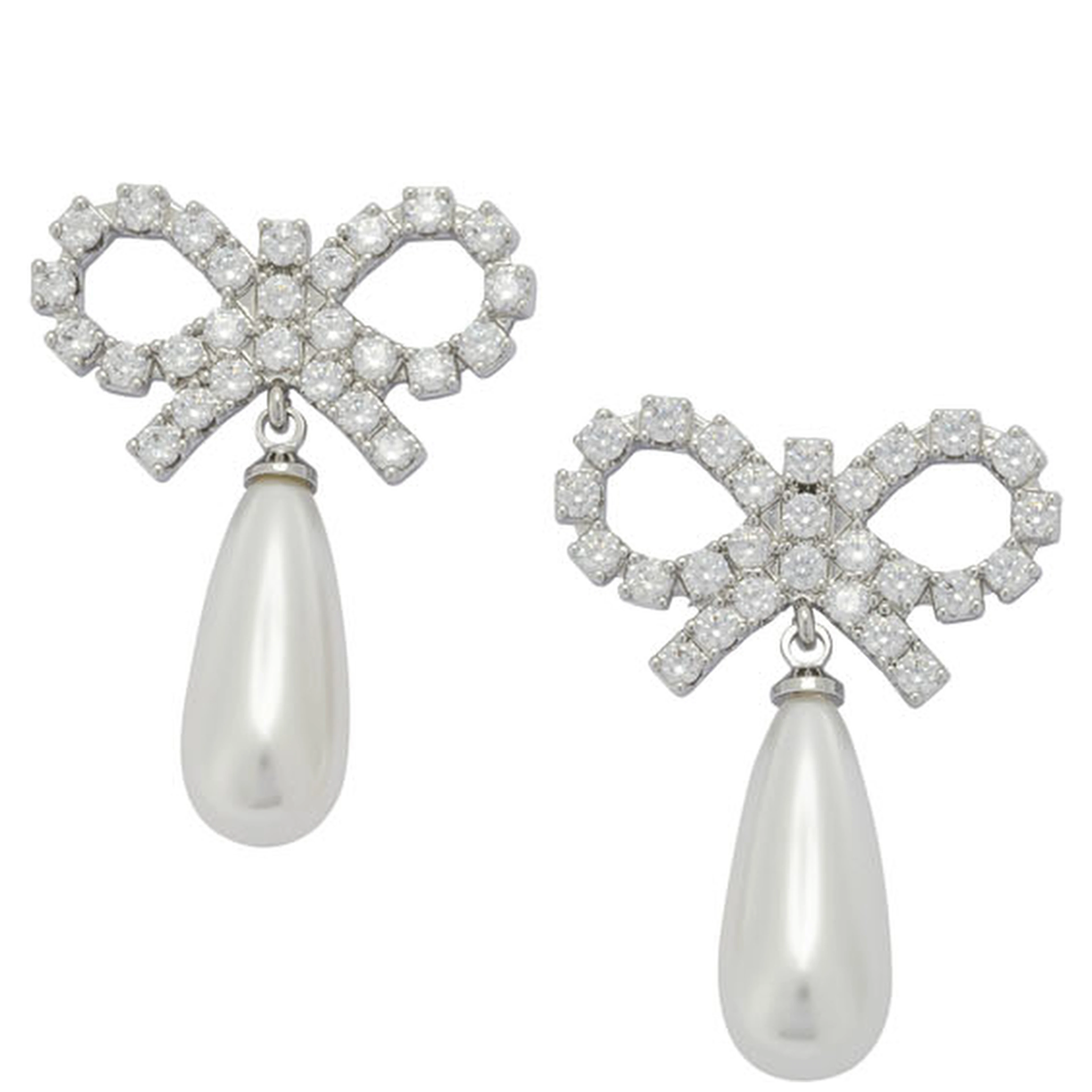 Pearl earrings with crystal bow