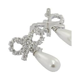Pearl earrings with crystal bow