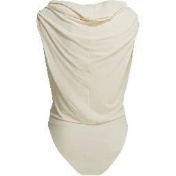 Draped bodysuit with hood
