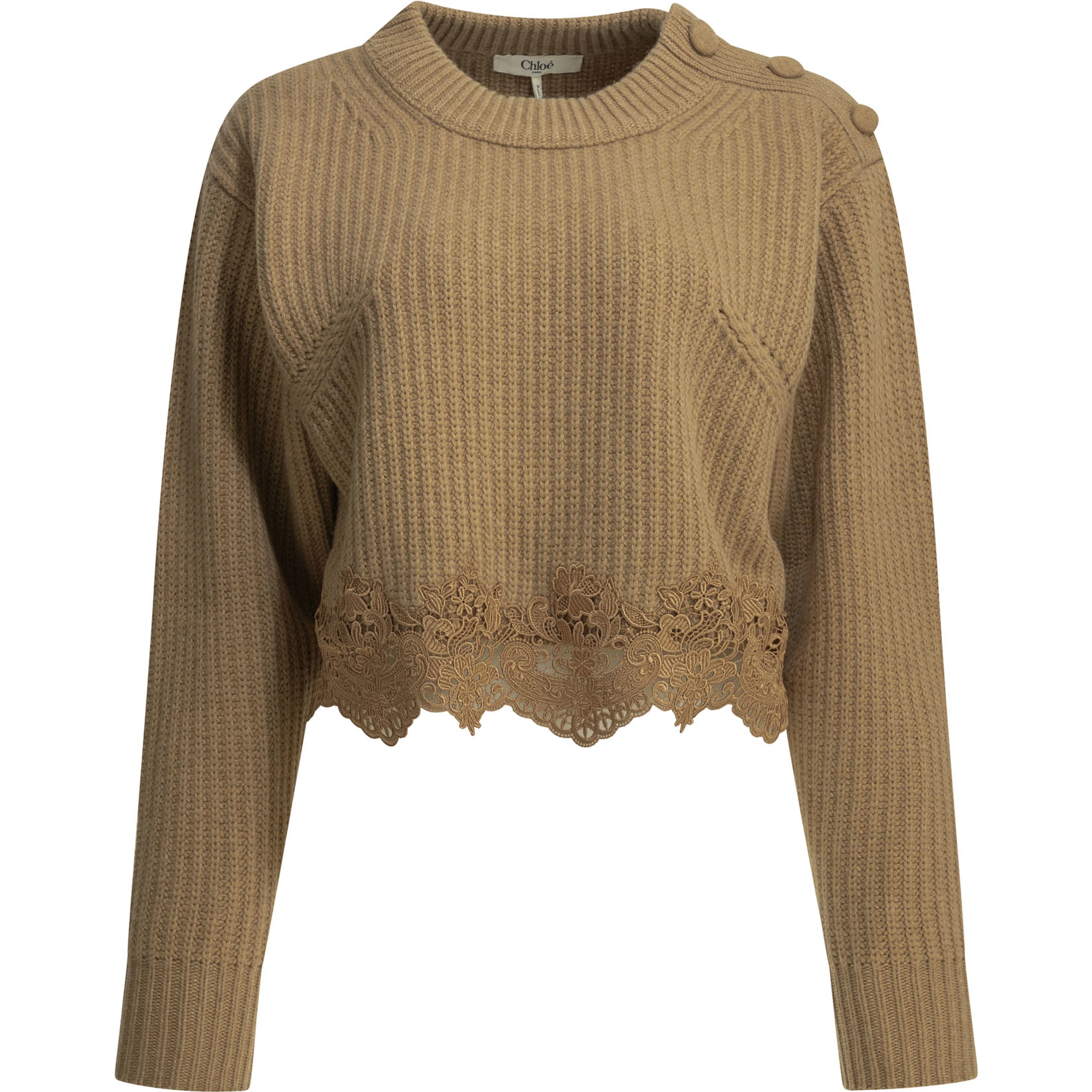 Crew-neck sweater with lace
