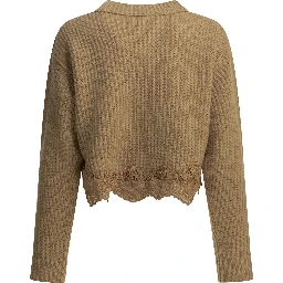 Crew-neck sweater with lace