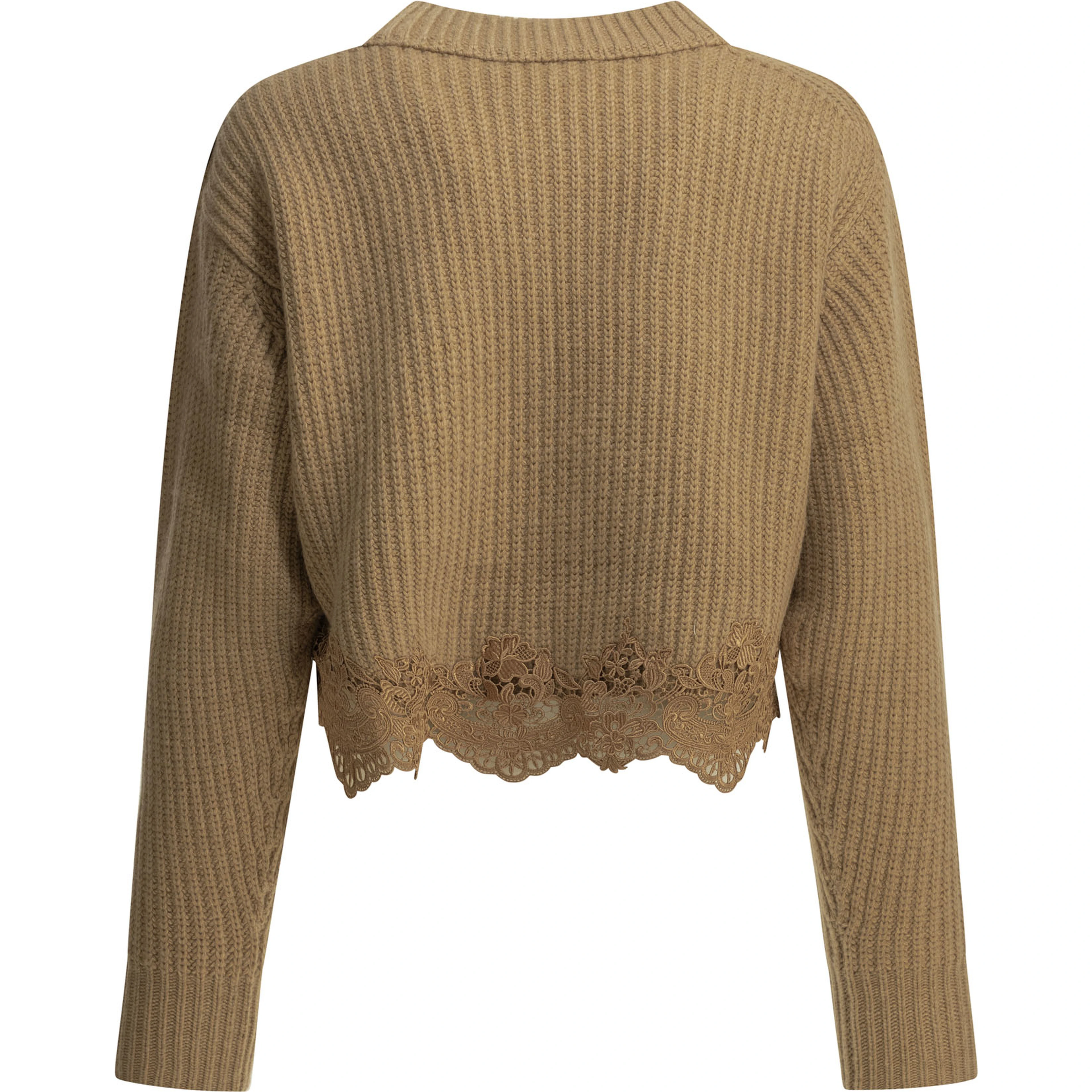 Crew-neck sweater with lace