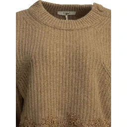 Crew-neck sweater with lace