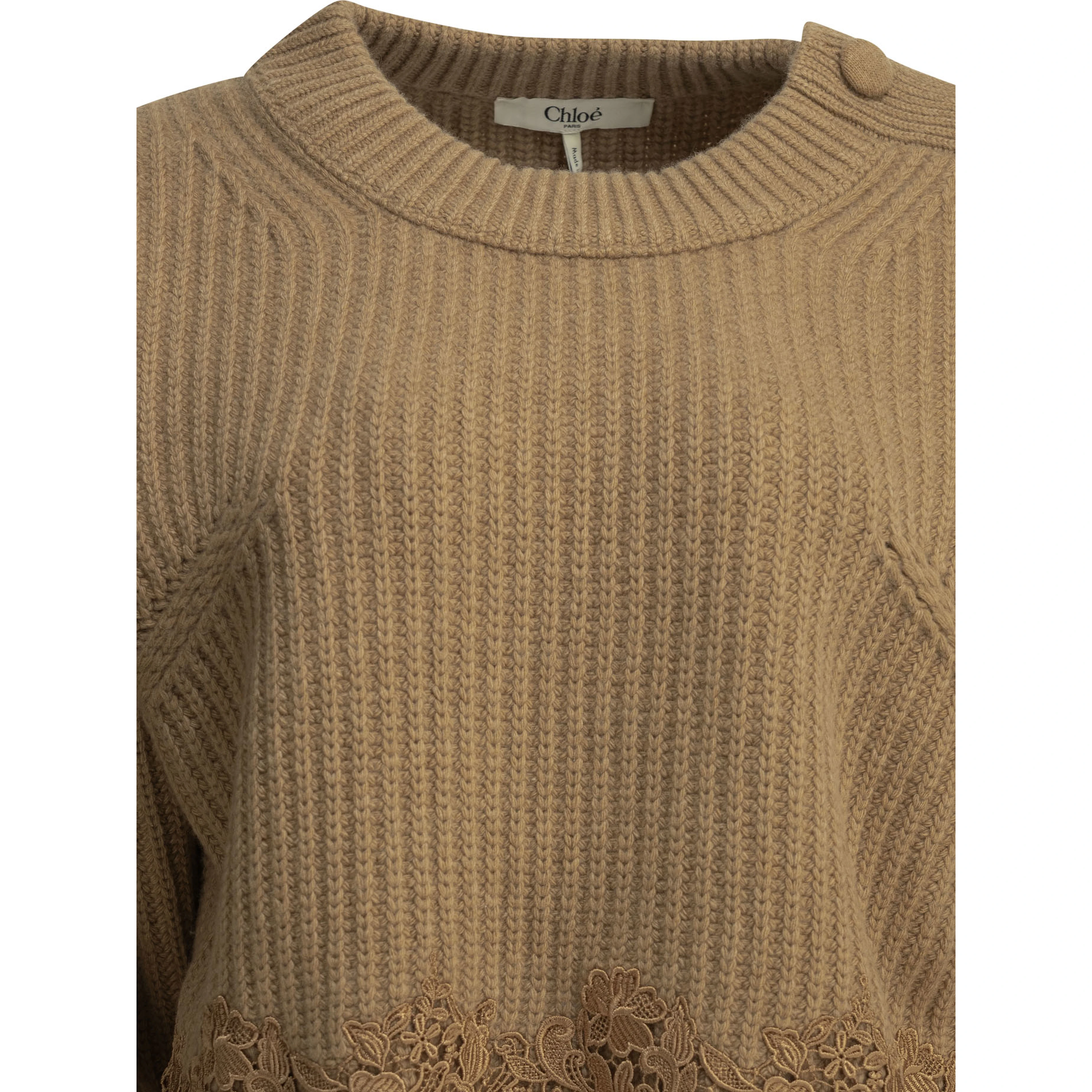 Crew-neck sweater with lace