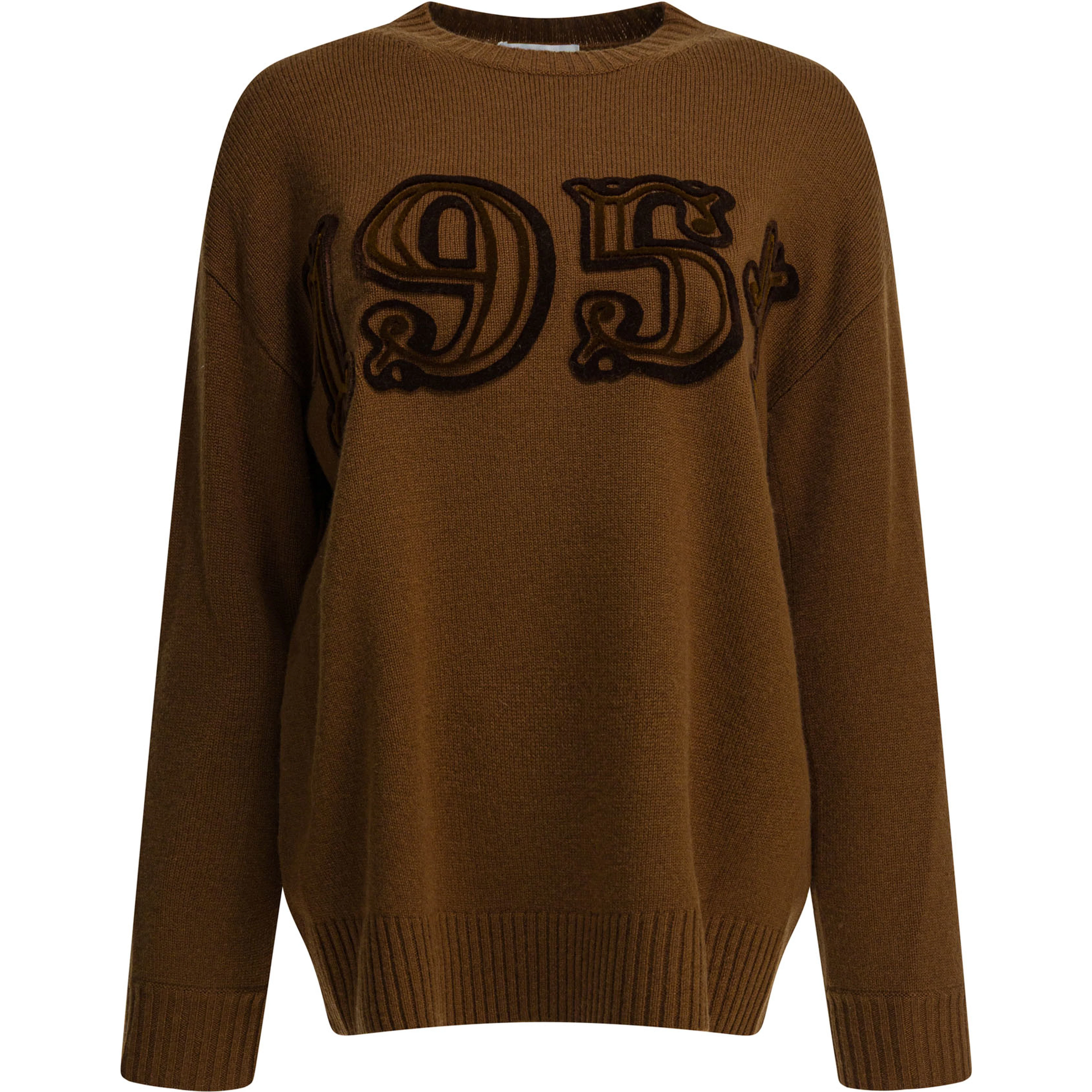 Embroidered crew neck sweater