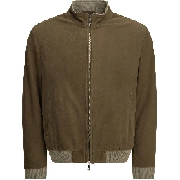 Padded suede bomber jacket