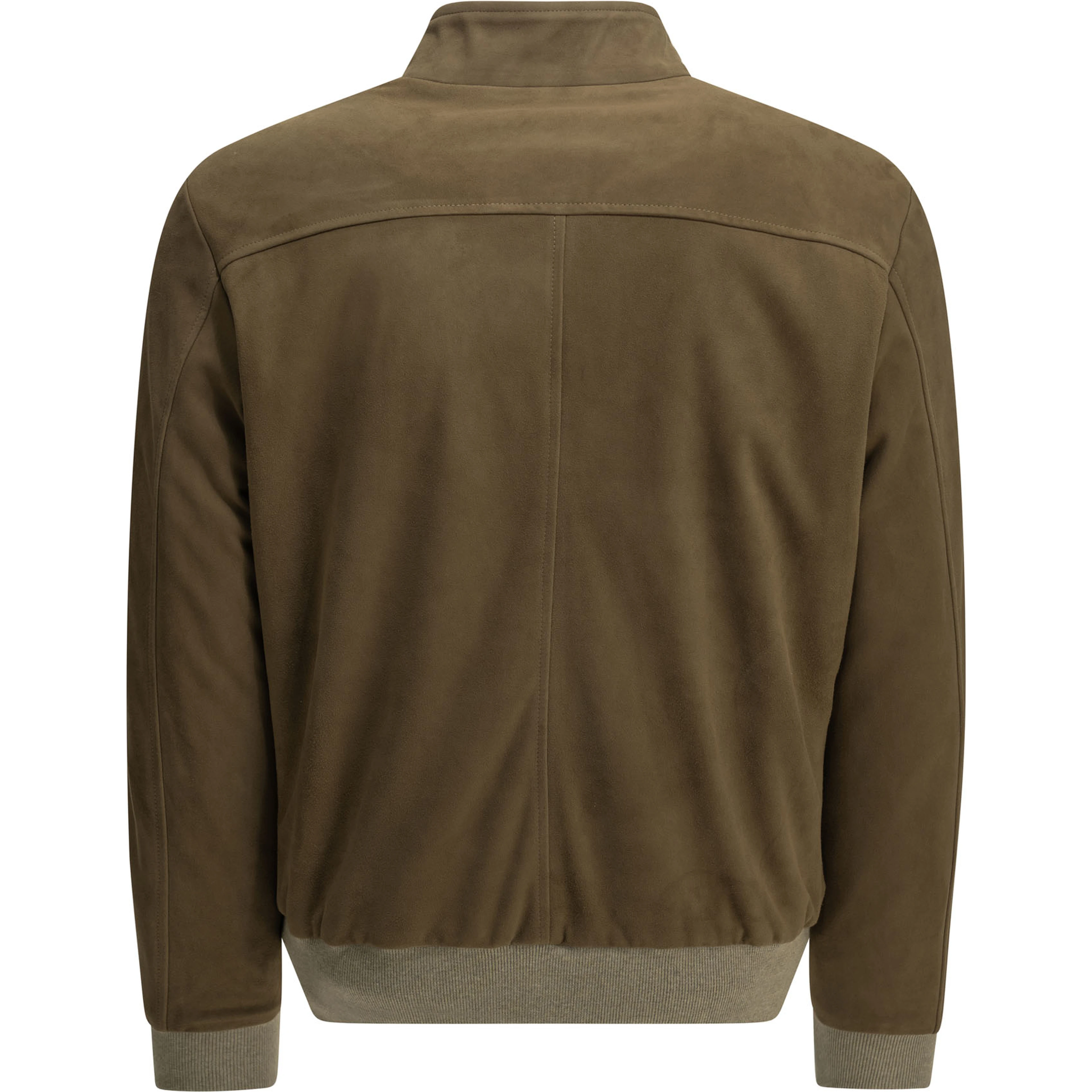 Padded suede bomber jacket