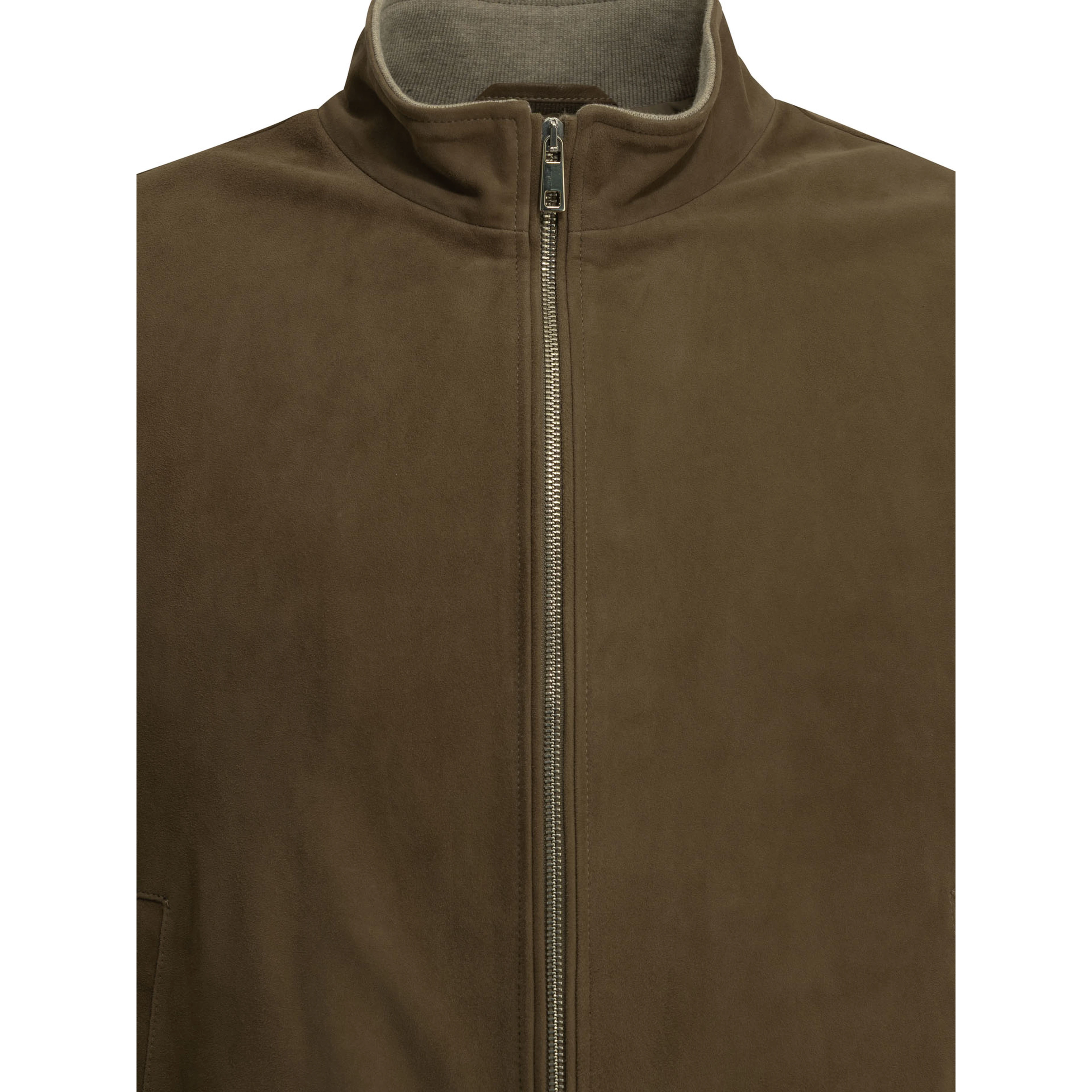 Padded suede bomber jacket