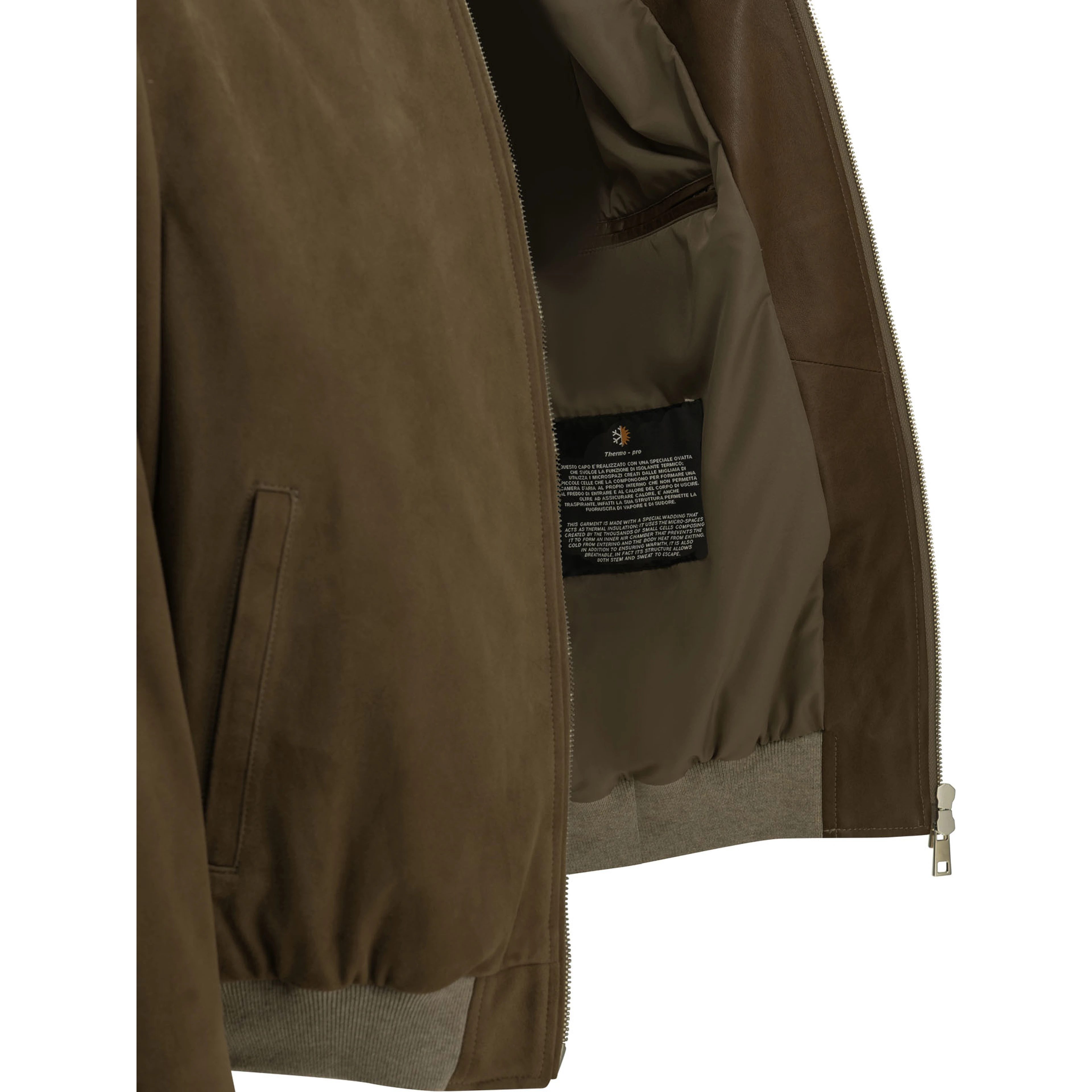 Padded suede bomber jacket