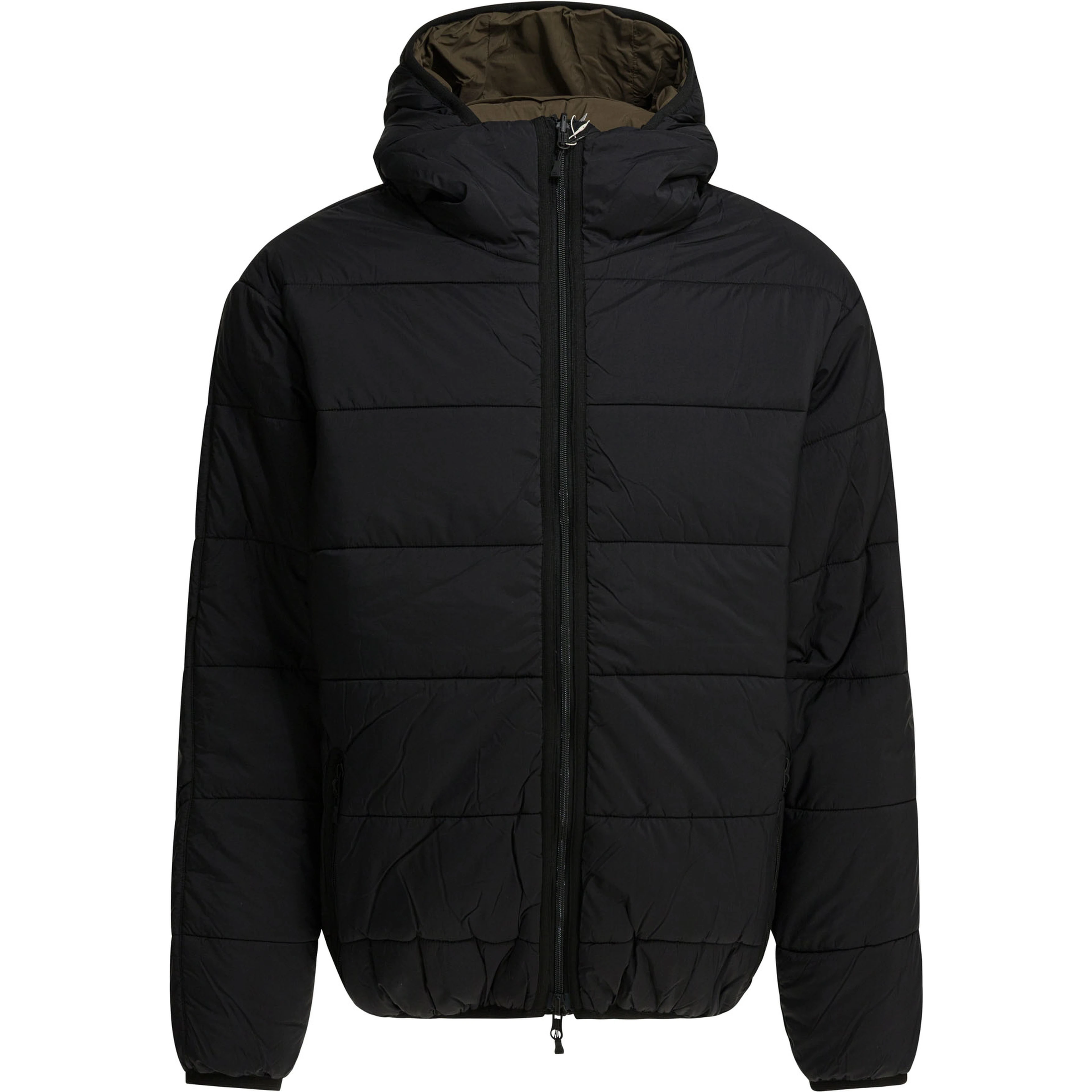 Reversible nylon short down jacket