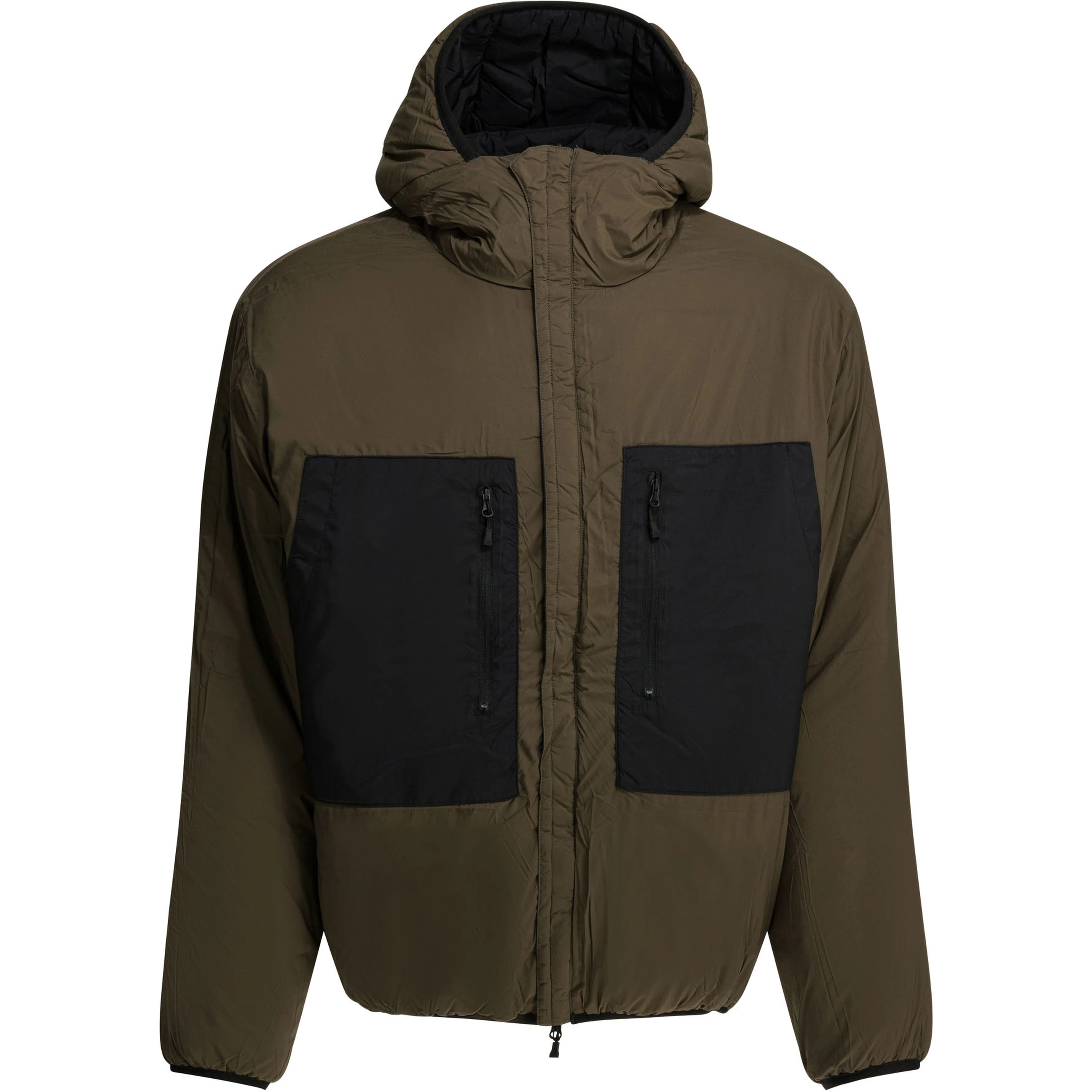 Reversible nylon short down jacket