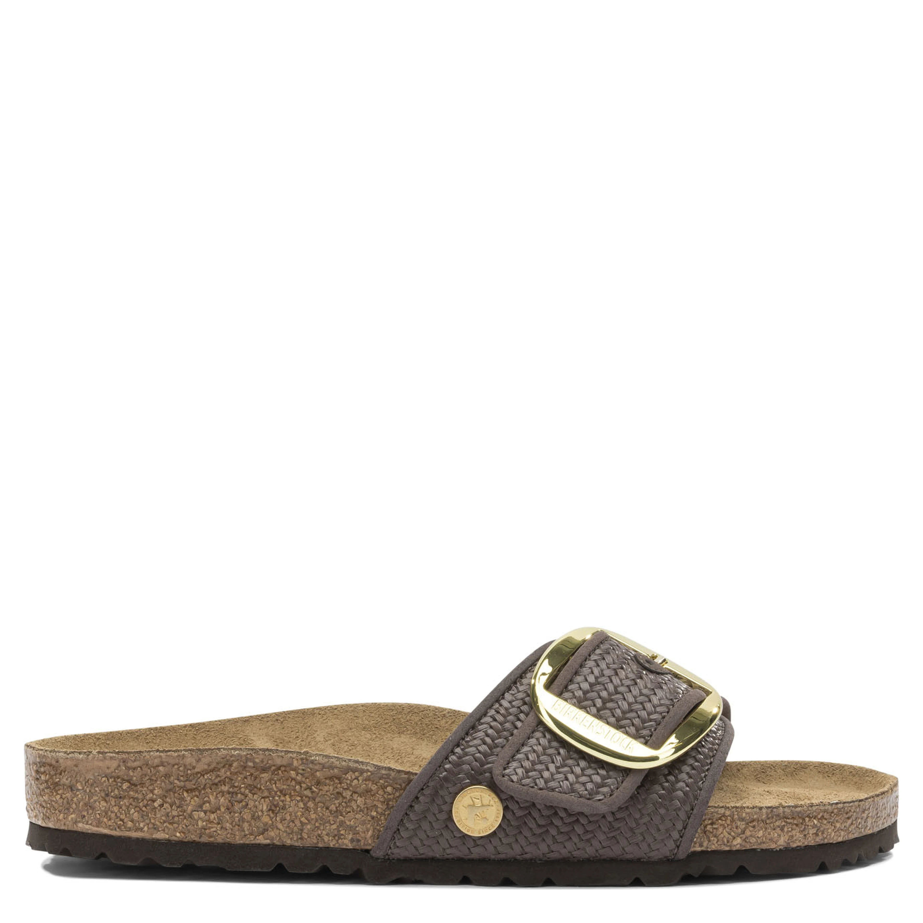 "Madrid Big Buckle Raffia" Slides