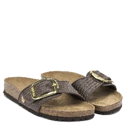 "Madrid Big Buckle Raffia" Slides