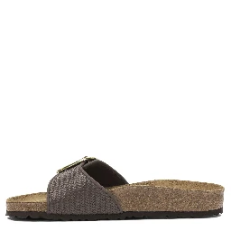 "Madrid Big Buckle Raffia" Slides