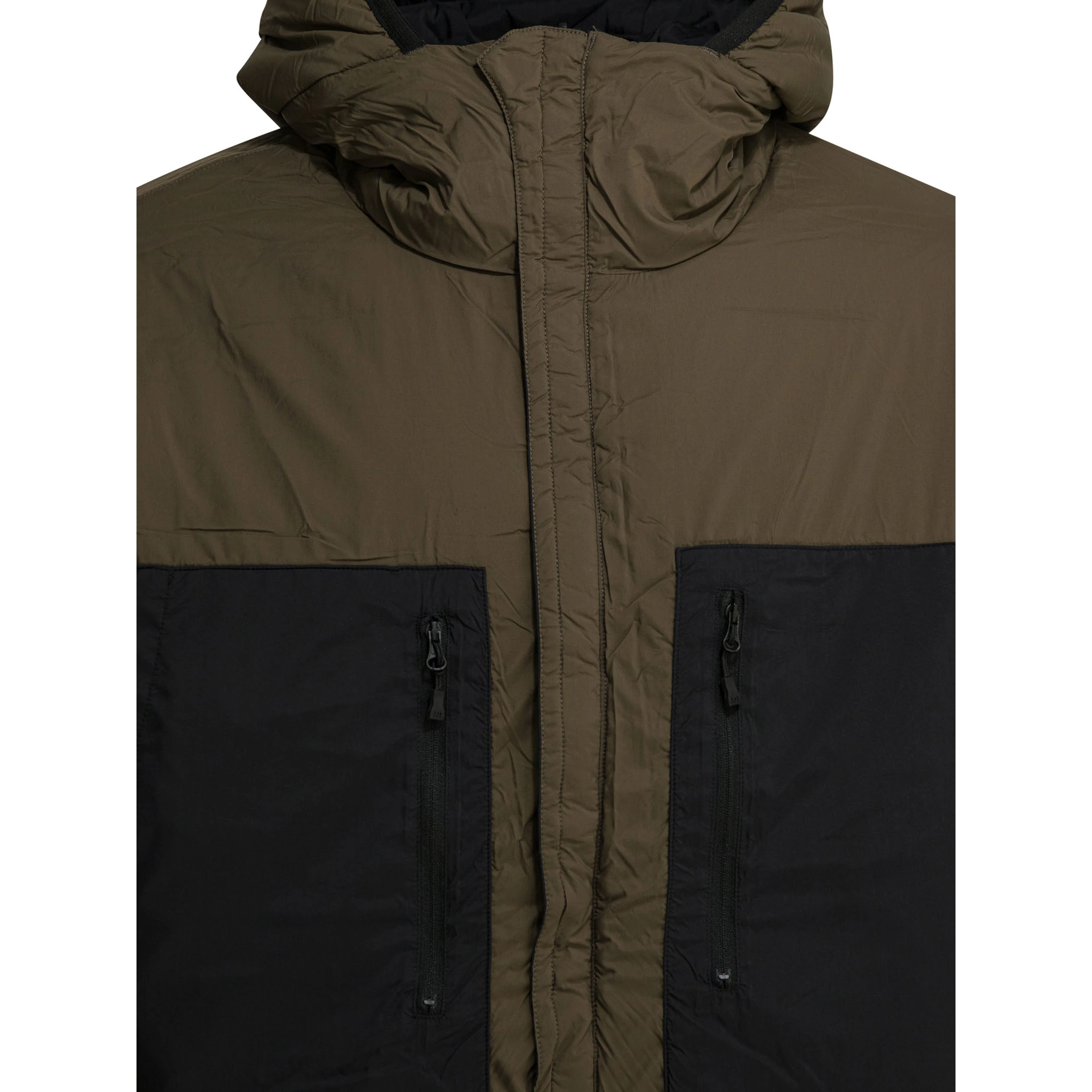 Reversible nylon short down jacket