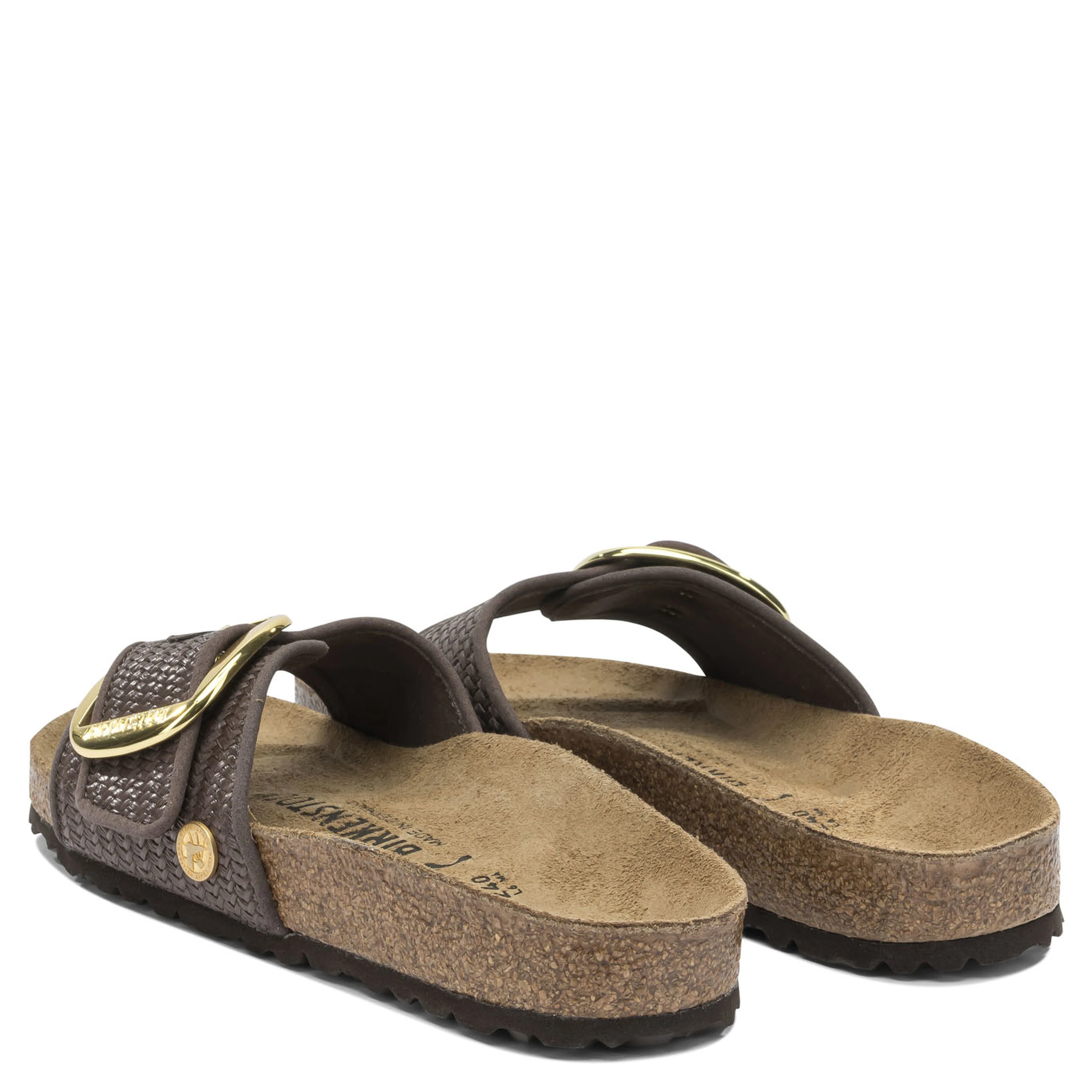 "Madrid Big Buckle Raffia" Slides