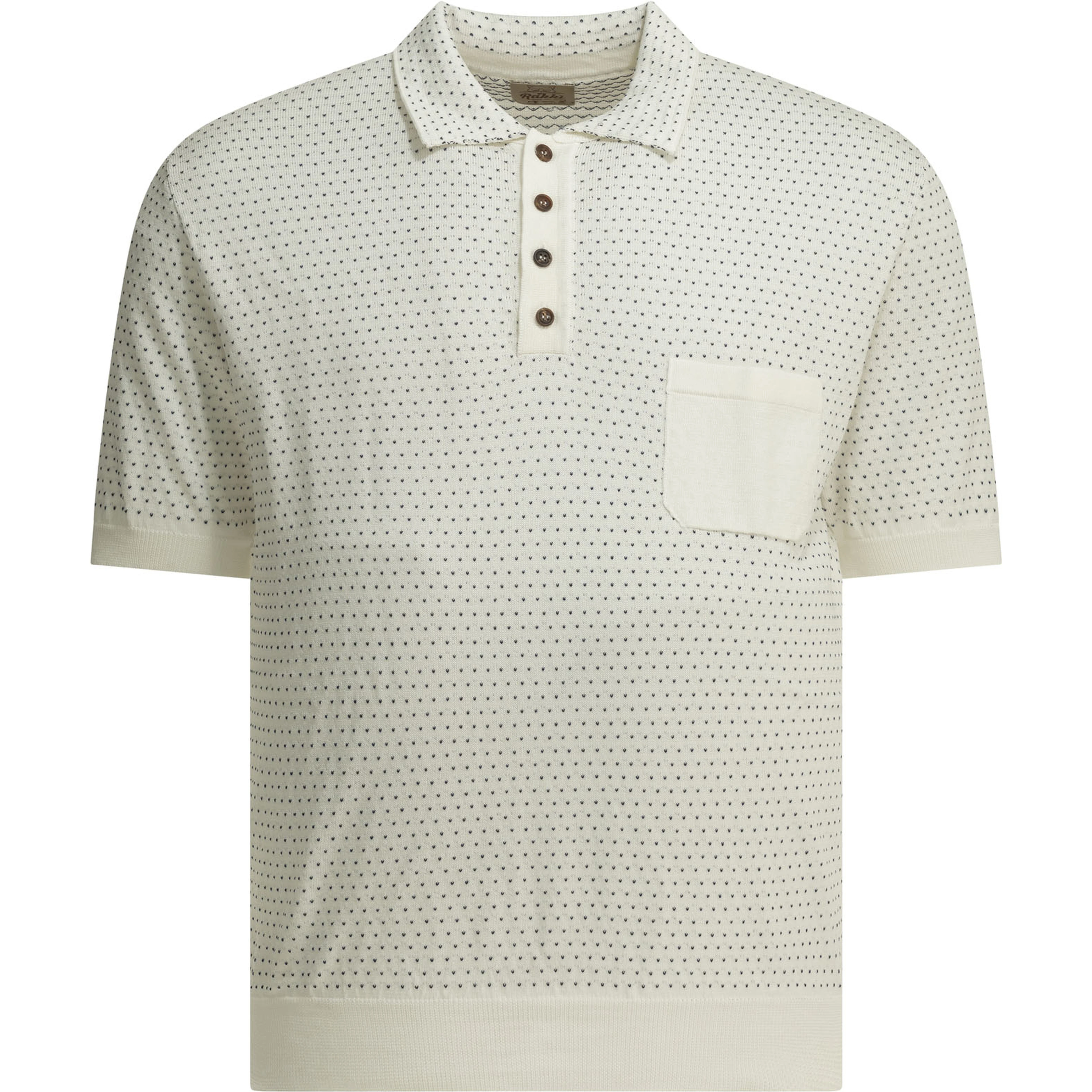 Textured knit polo shirt buttons