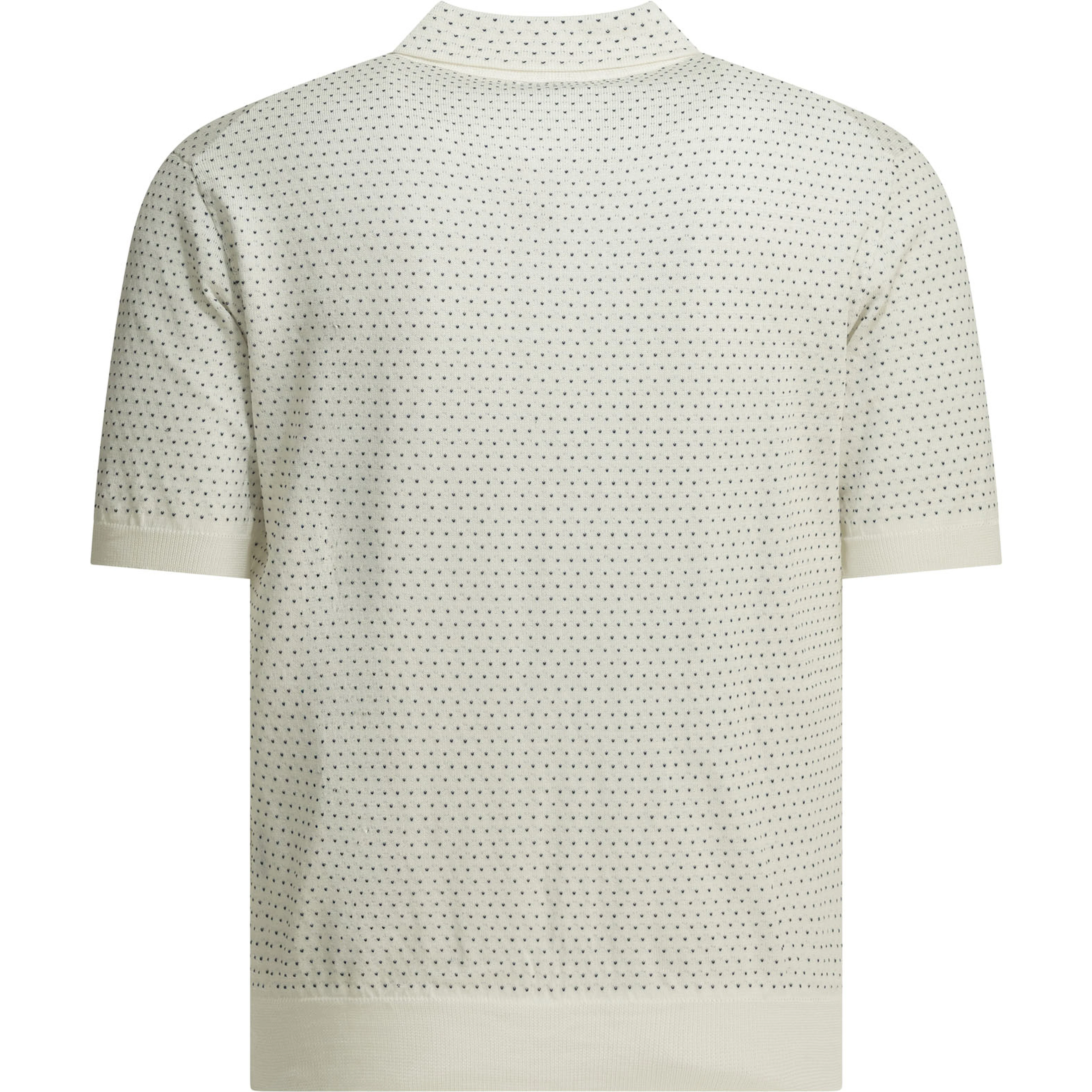 Textured knit polo shirt buttons