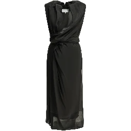 Draped silk midi dress