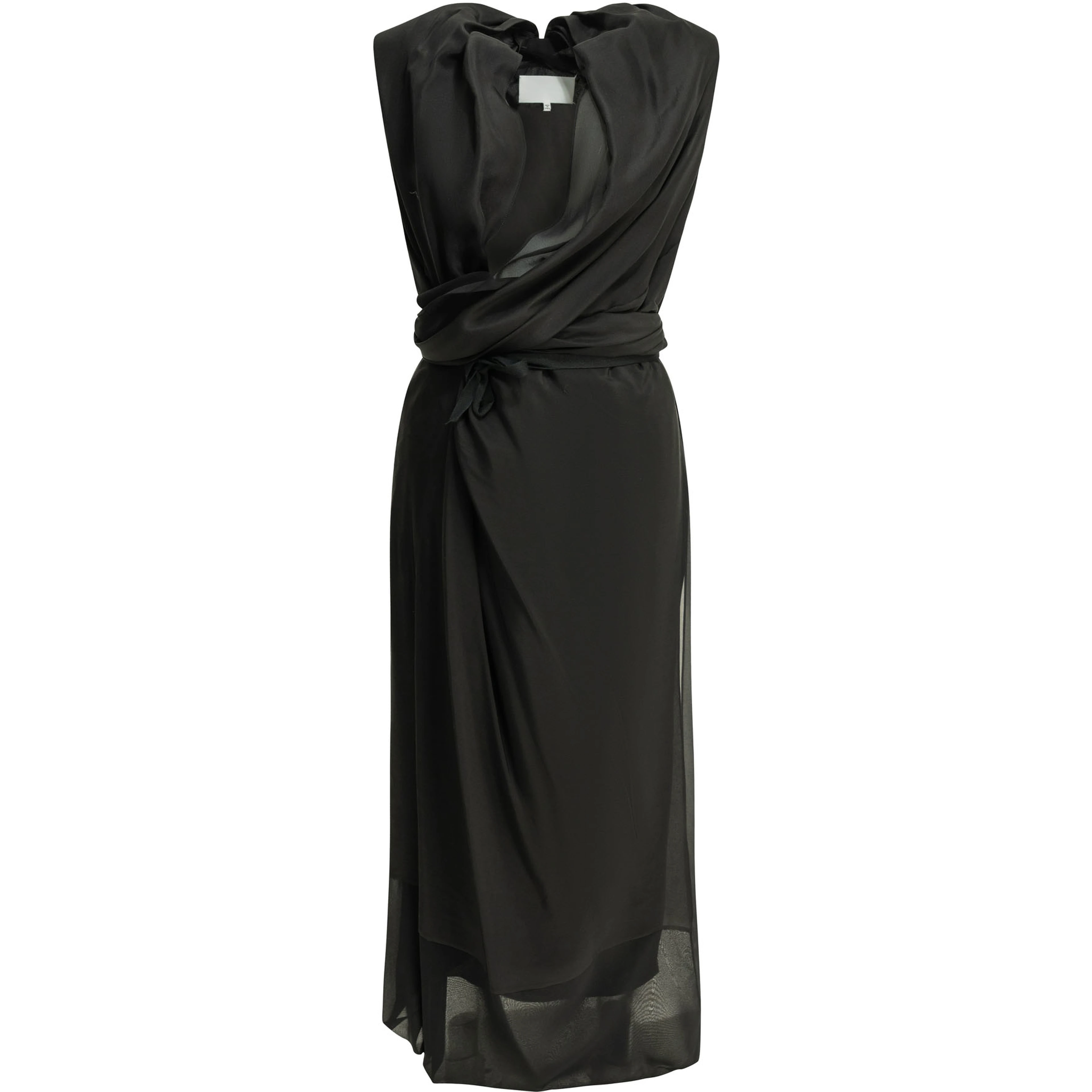 Draped silk midi dress