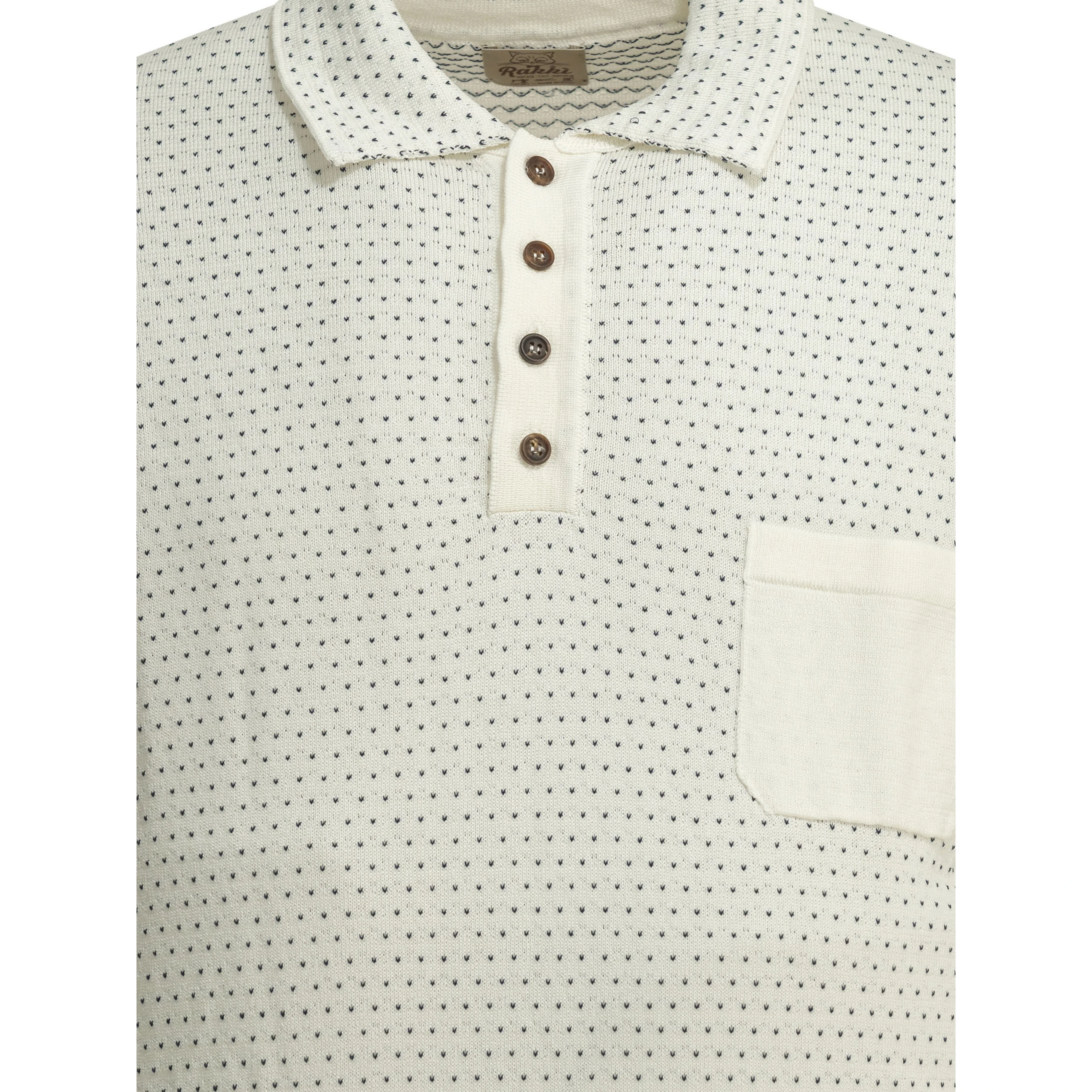 Textured knit polo shirt buttons