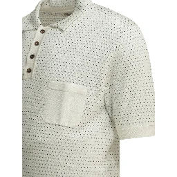 Textured knit polo shirt buttons