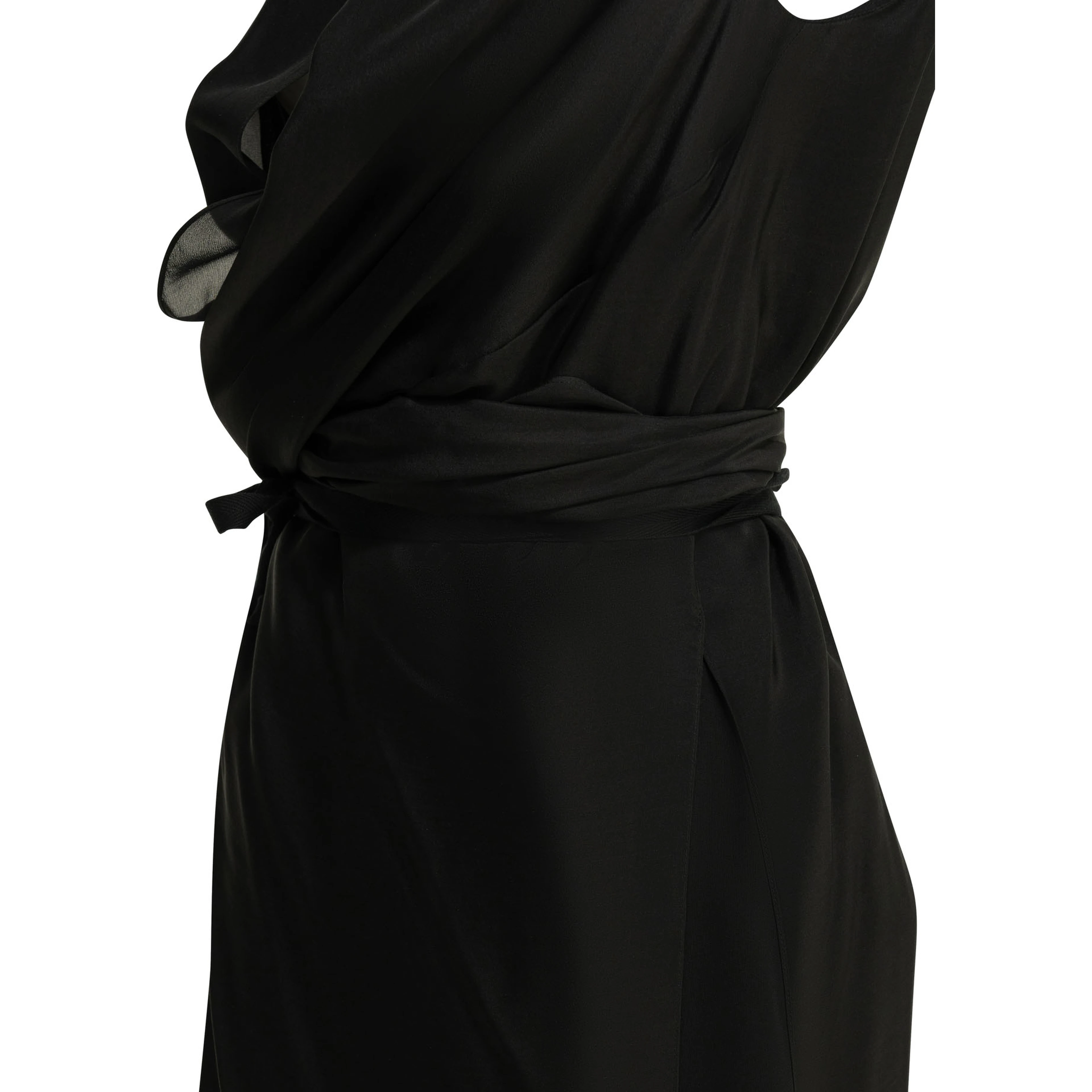 Draped silk midi dress