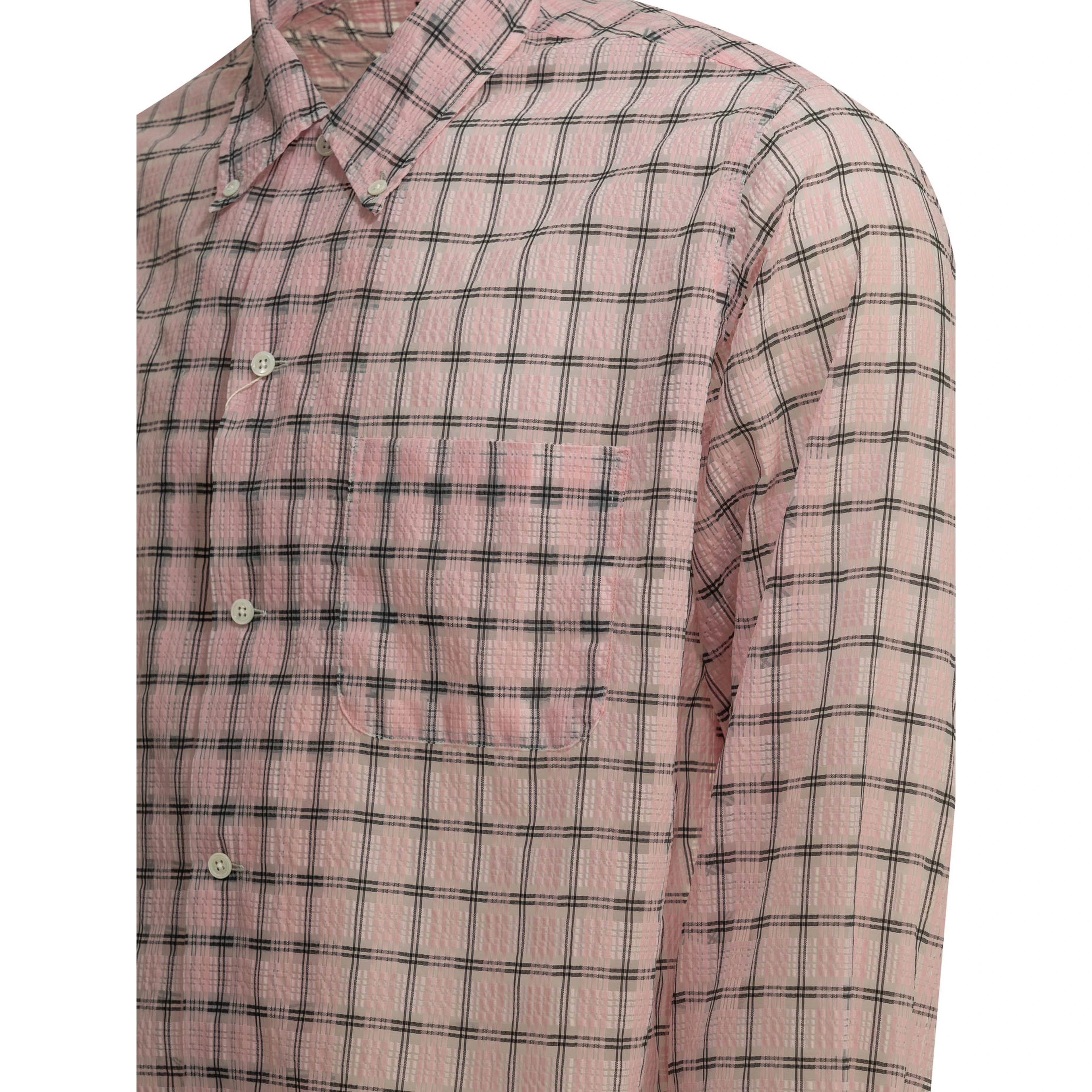 "Open BD Nylon Airy Plaid" Casual Shirt