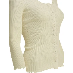 Fitted top made of cotton and silk jersey