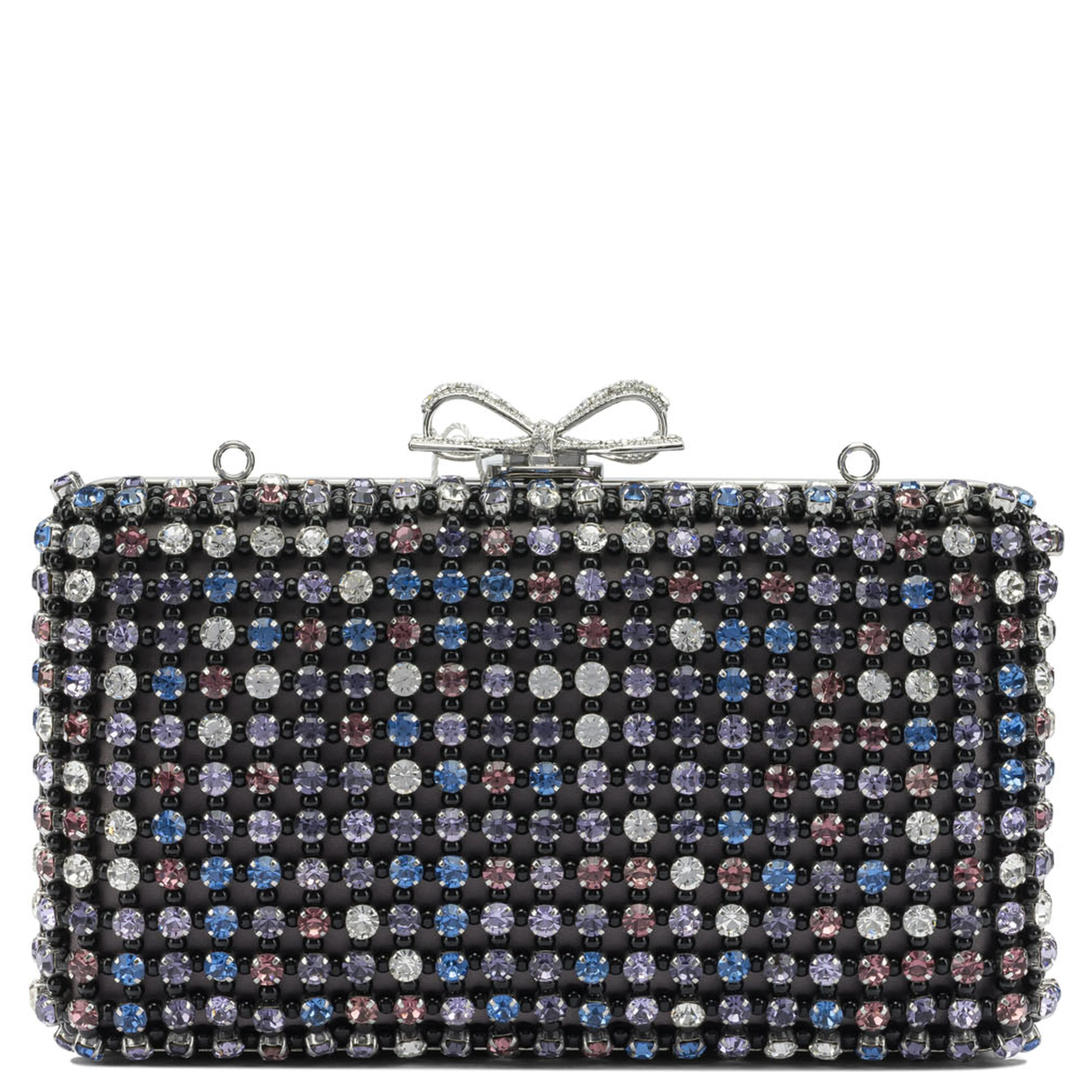 Multi-crystal knit clutch bag