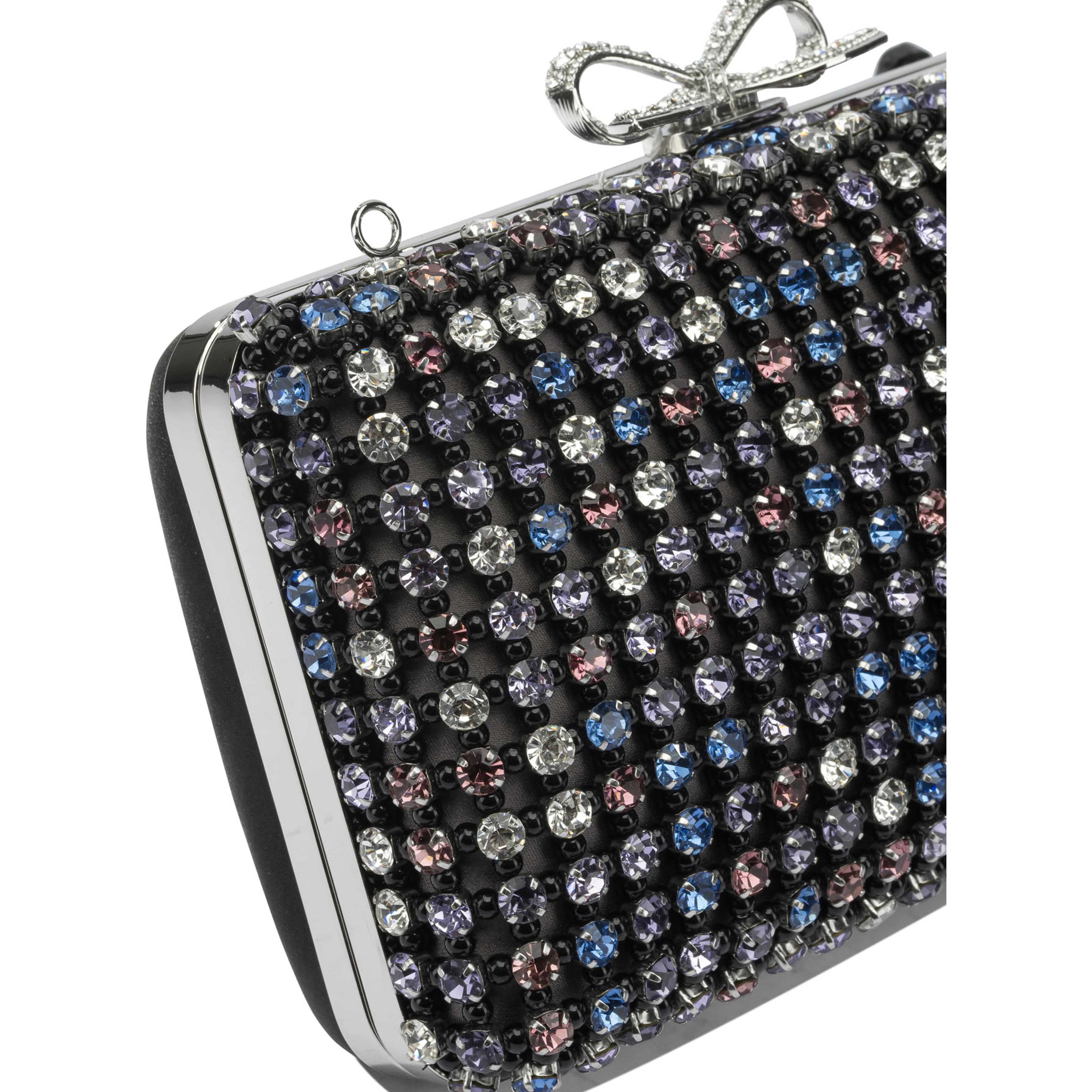 Multi-crystal knit clutch bag