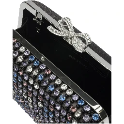 Multi-crystal knit clutch bag