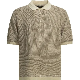 Polo shirt with buttons made of washi yarn