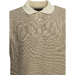 Polo shirt with buttons made of washi yarn