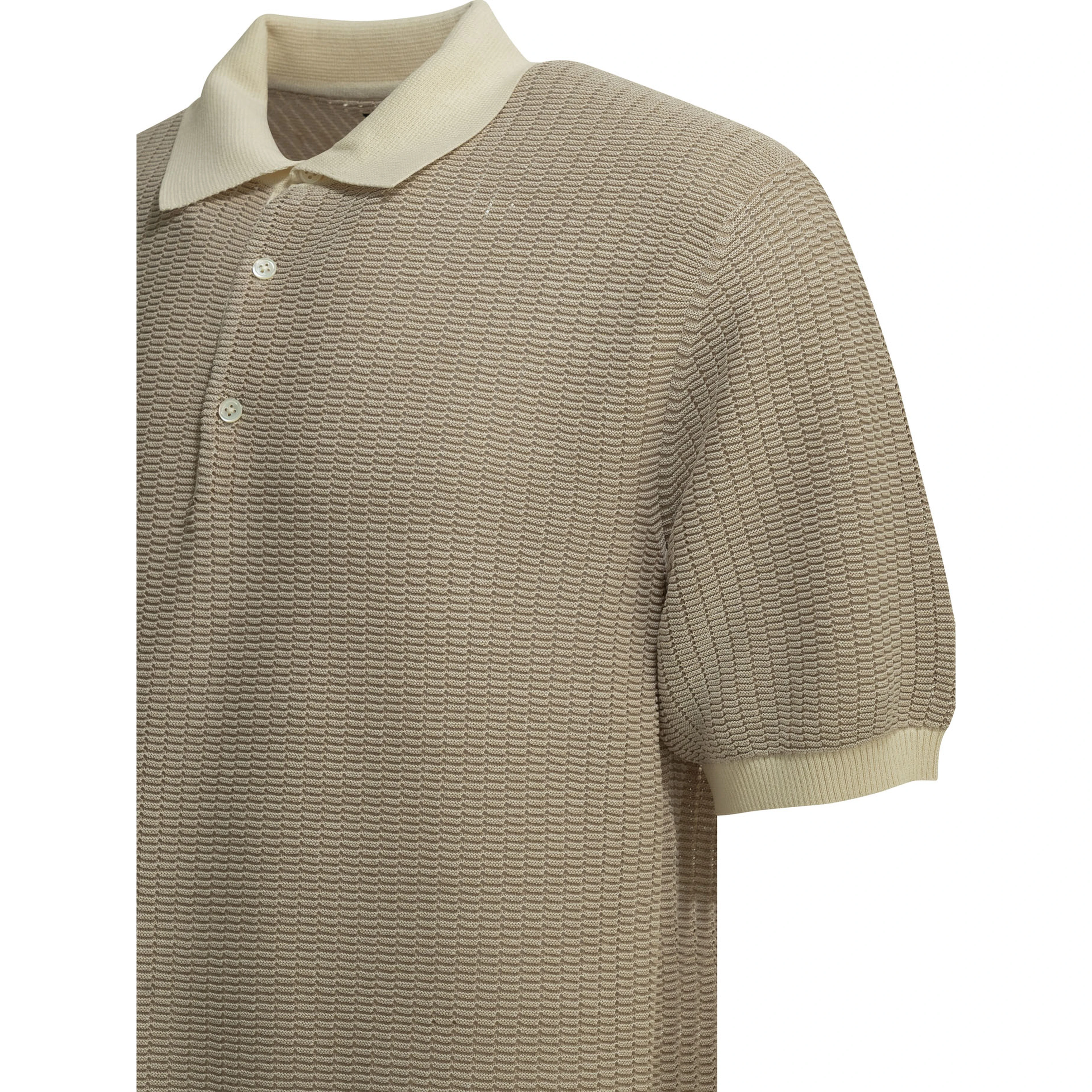 Polo shirt with buttons made of washi yarn