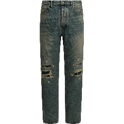 "Distressed" Straight-Leg Jeans