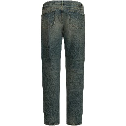 "Distressed" Straight-Leg Jeans